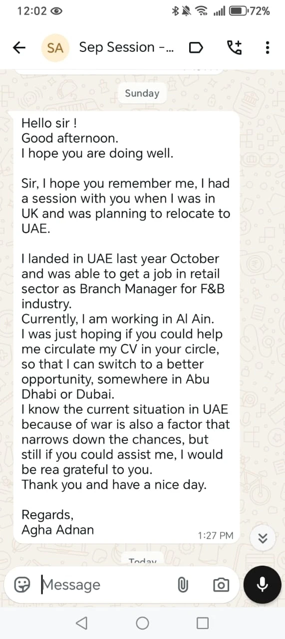 WhatsApp feedback screenshot 14 shared with Nabeel Asim