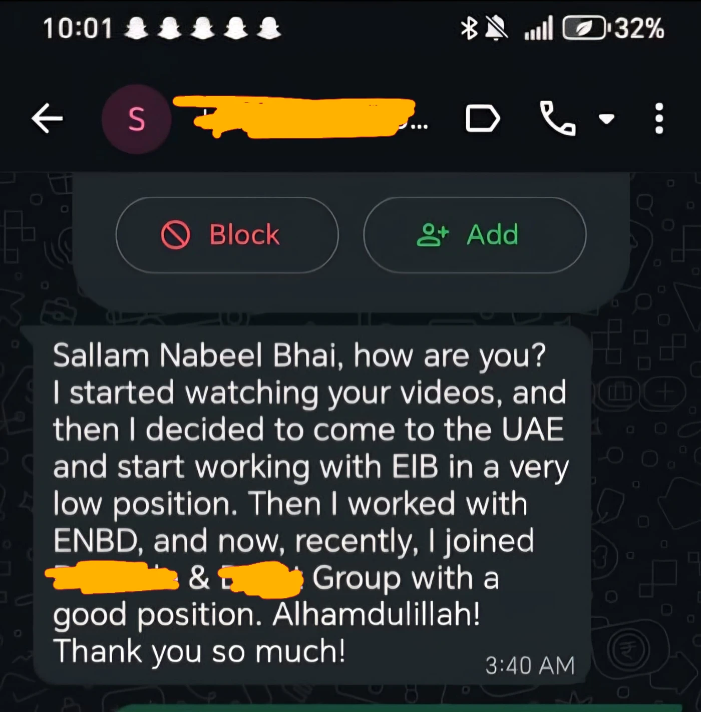 WhatsApp feedback screenshot 15 shared with Nabeel Asim