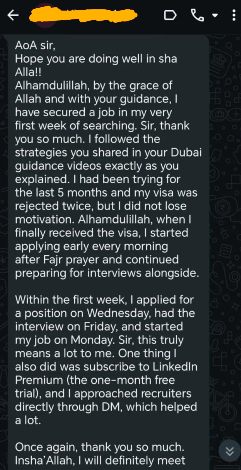 WhatsApp feedback screenshot 17 shared with Nabeel Asim