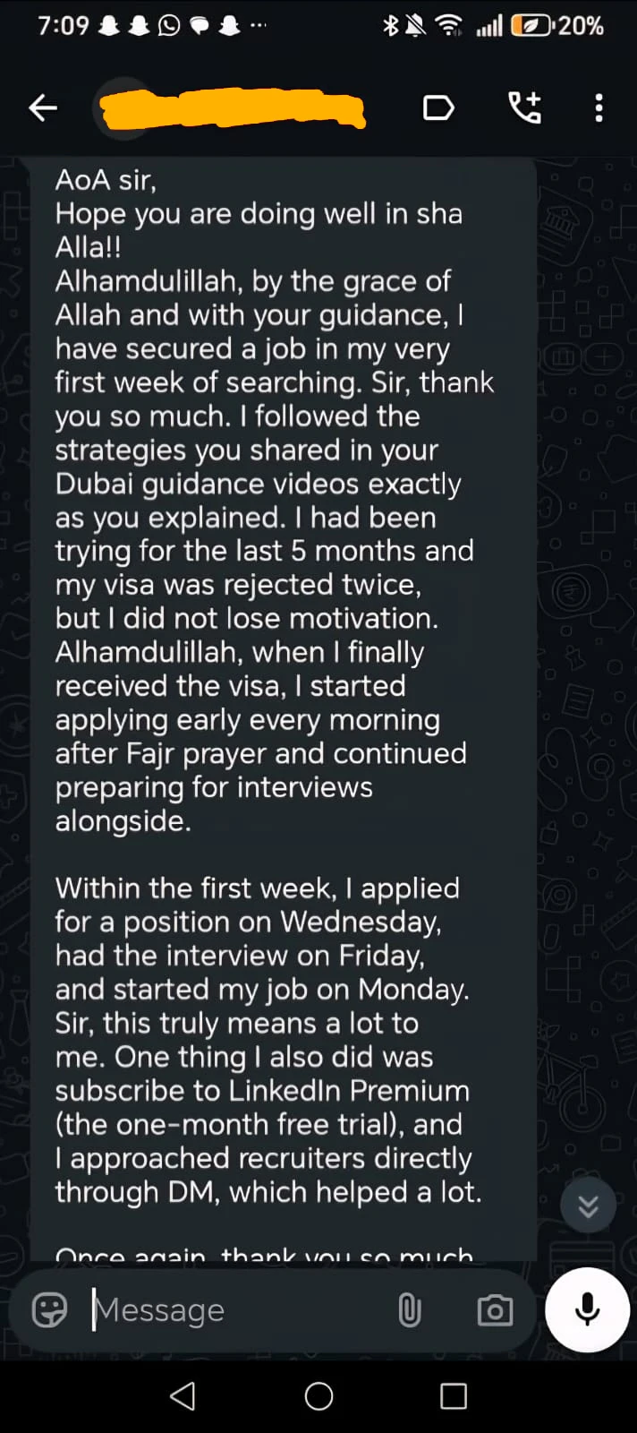 WhatsApp feedback screenshot 18 shared with Nabeel Asim