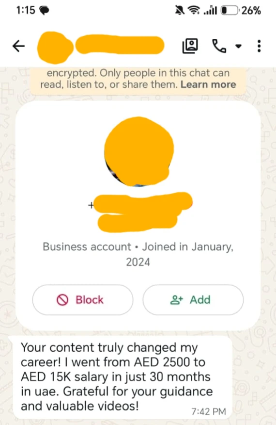 WhatsApp feedback screenshot 4 shared with Nabeel Asim