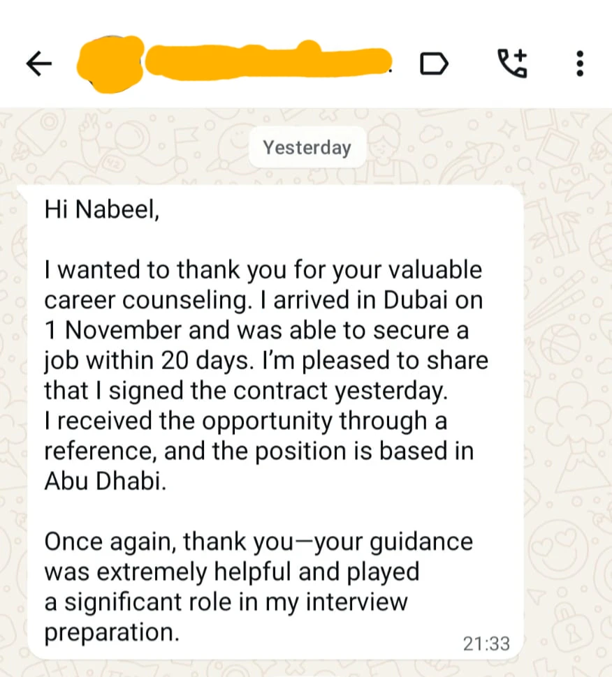 WhatsApp feedback screenshot 7 shared with Nabeel Asim