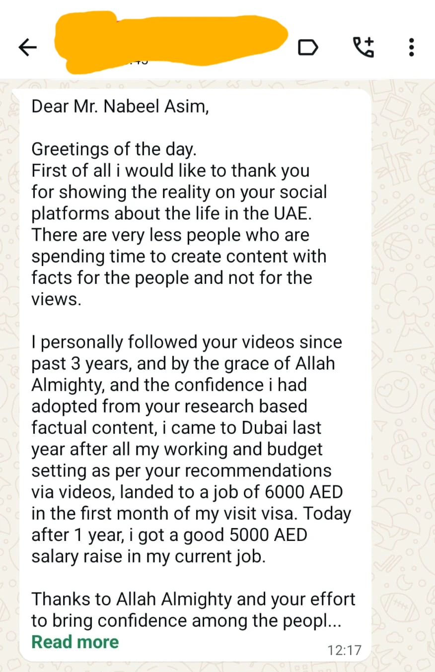 WhatsApp feedback screenshot 8 shared with Nabeel Asim