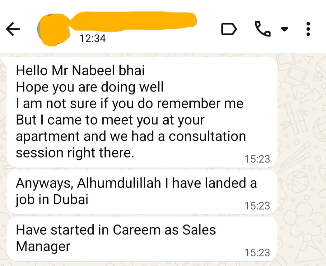 WhatsApp feedback screenshot 9 shared with Nabeel Asim