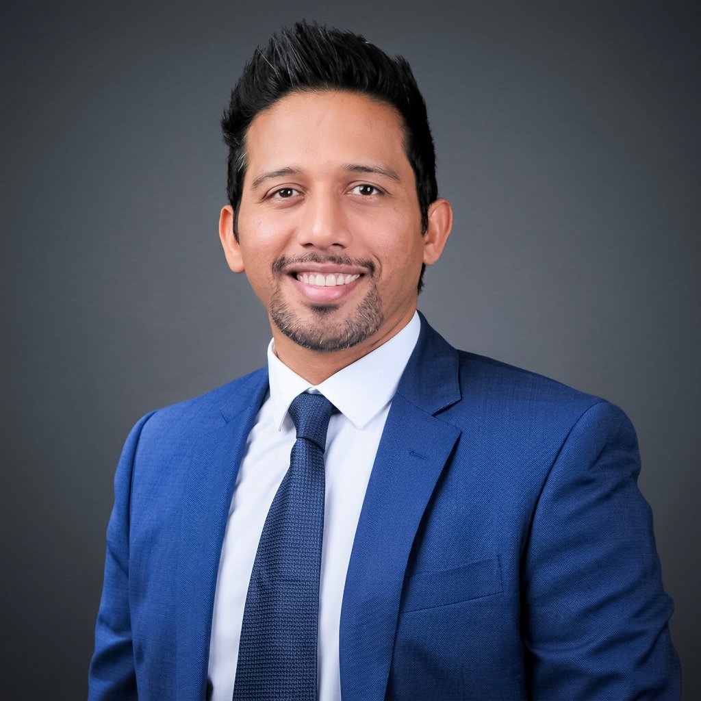 Nabeel Asim in a blue suit